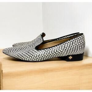 Tory Burch Pascal King Cobra Printed Leather Smoking Slipper Size 8M